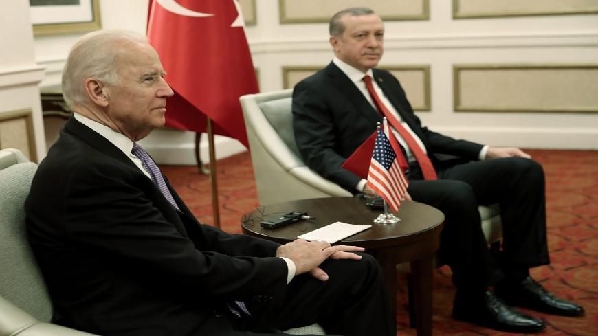 WASHINGTON, DC - MARCH 31: U.S. Vice President Joe Biden (L) meets with Turkish President Recep Erdogan on March 31, 2016 in Washington, DC. Erdogan is in Washington to attend the Nuclear Security Summit. (Photo by Win McNamee/Getty Images)