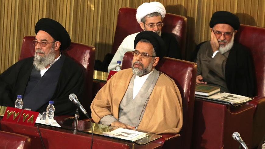 A picture taken on March 12, 2019 shows Iranian Minister of Intelligence Seyyed Mahmoud Alavi (C-R) attending a session of Iran's Assembly of Experts in the capital Tehran. (Photo by ATTA KENARE / AFP)        (Photo credit should read ATTA KENARE/AFP via Getty Images)