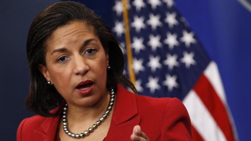 U.S. Ambassador to the United Nations Susan Rice speaks at the White House in Washington, in this February 28, 2011 file photo. Rice is on a "short list" of possible U.S. candidates to head the World Bank, according to media reports on March 13, 2012. Picture taken February 28, 2011. REUTERS/Jim Young/Files (UNITED STATES - Tags: POLITICS BUSINESS) - RTR2ZA4O
