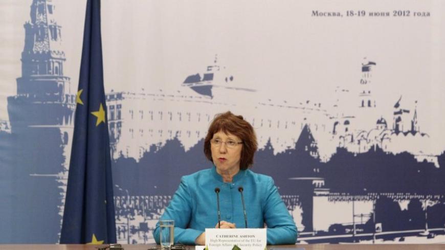 European Union Foreign Policy Chief Catherine Ashton addresses the media in Moscow, June 19, 2012. Iran and world powers failed to resolve differences over Tehran's nuclear programme on Tuesday and agreed to a technical follow-up meeting in Istanbul on July 3, Ashton said. REUTERS/Sergei Karpukhin (RUSSIA - Tags: POLITICS ENERGY) - RTR33VN2