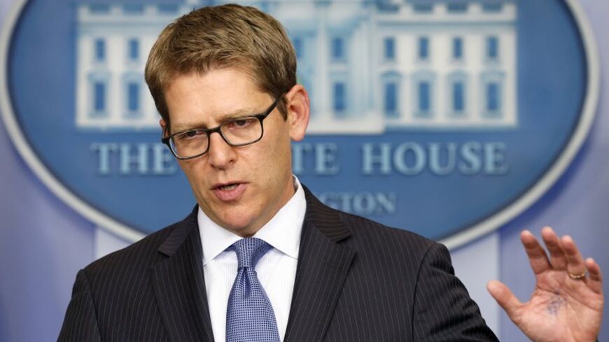 White House spokesman Jay Carney briefs reporters at the White House in Washington October 11, 2013. With a partial government shutdown in its eleventh day and less than a week to go before the Treasury Department runs out of money to pay the government's bills, the U.S. President Barack Obama has been urging congressional Republicans to end a fiscal impasse that has overtaken Washington and rippled through the country.
REUTERS/Kevin Lamarque (UNITED STATES - Tags: POLITICS BUSINESS) - RTX147V4