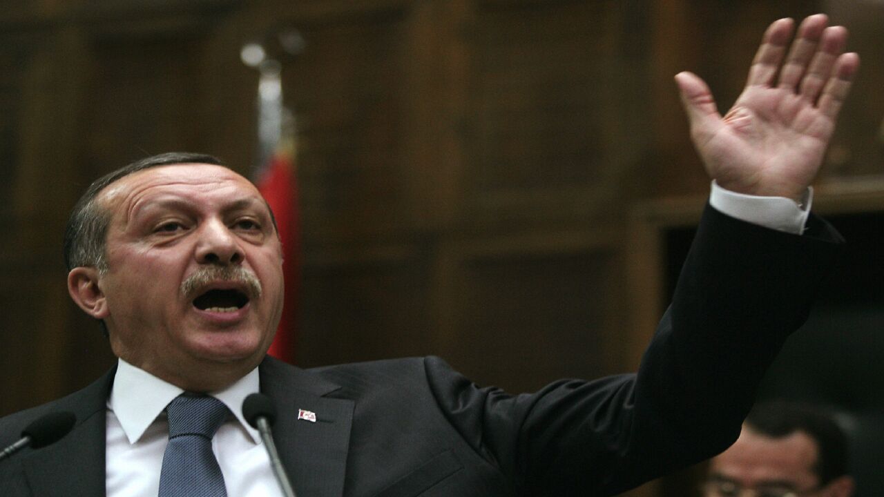 Turkish Prime Minister Recep Tayyip Erdogan addresses his lawmakers at parliament in Ankara, on Feb. 3, 2009. Prime Minister Recep Tayyip Erdogan pledged never to allow anti-Semitism to take hold in Turkey, in a bid to calm the country's Jewish minority, increasingly concerned over his attacks on Israel over the Gaza war.