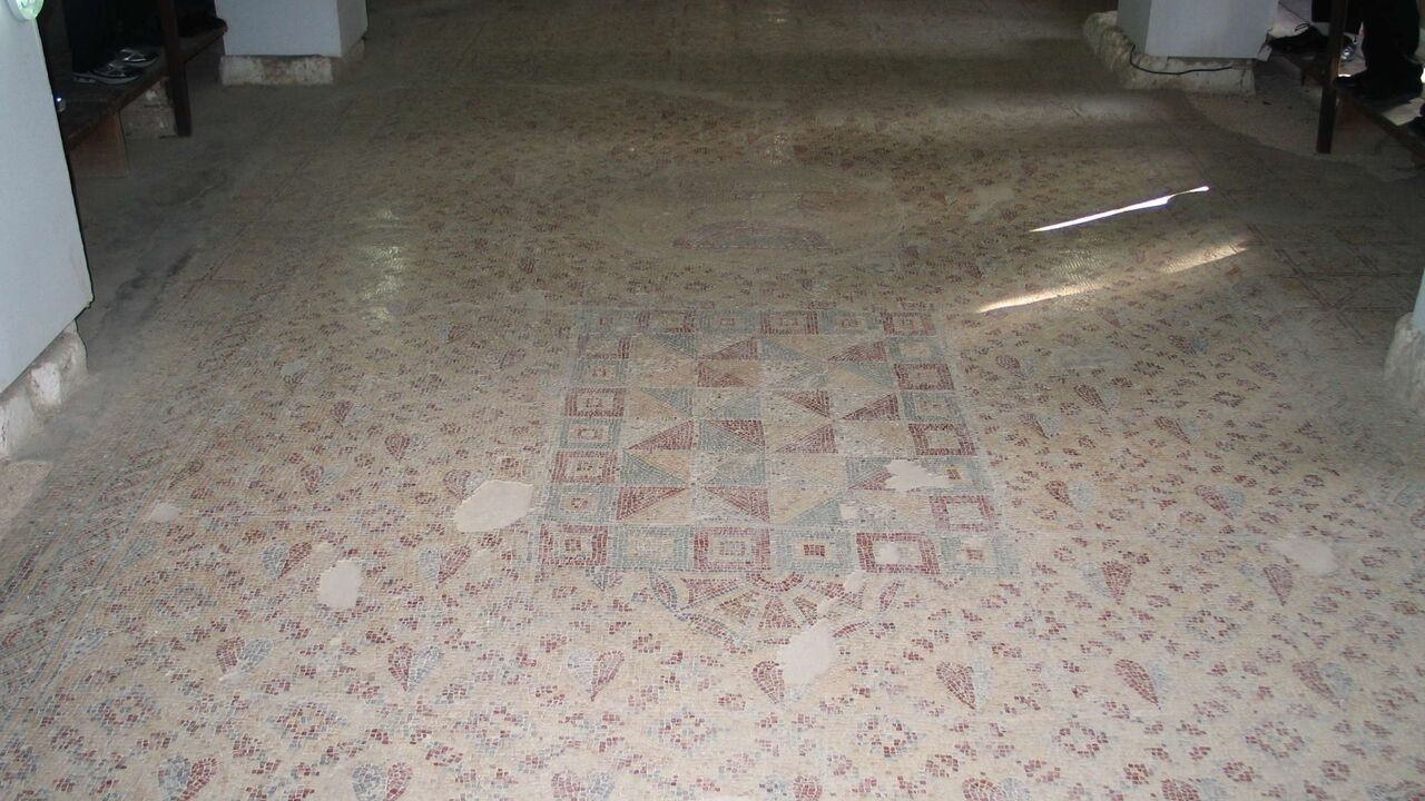 mosaic floor of ancient synagogue in Jericho