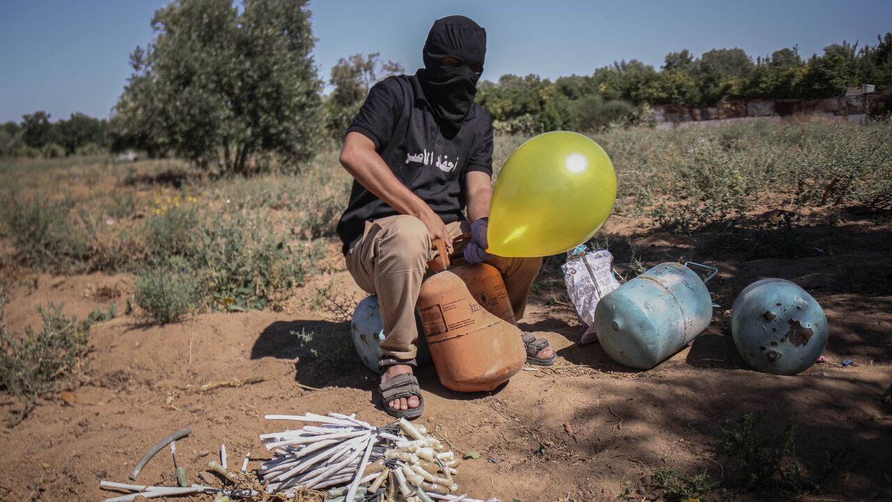 Gaza incendiary balloons filled