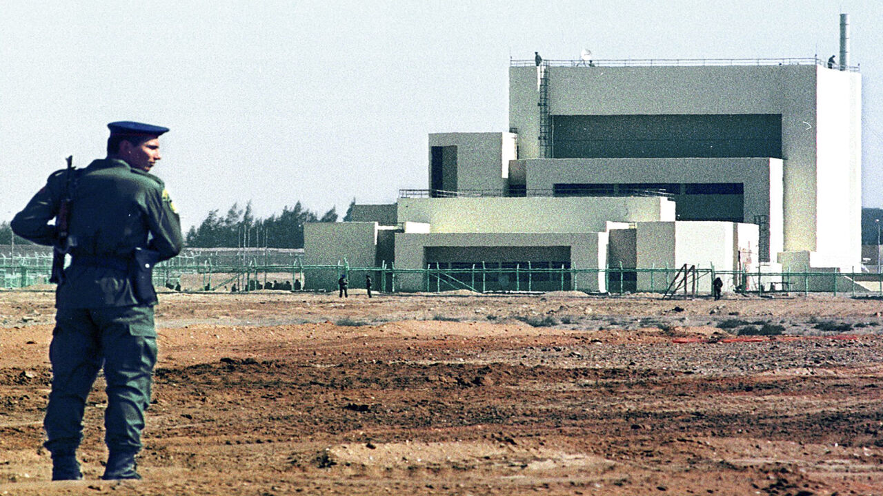 An Egyptian security guard monitoring the area around the newly opened nuclear research center in Inshas, north of Cairo, Feb. 4, 1998.