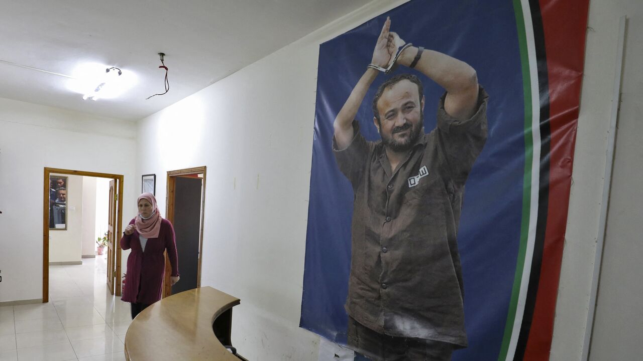 portrait of Barghouti in Ramallah