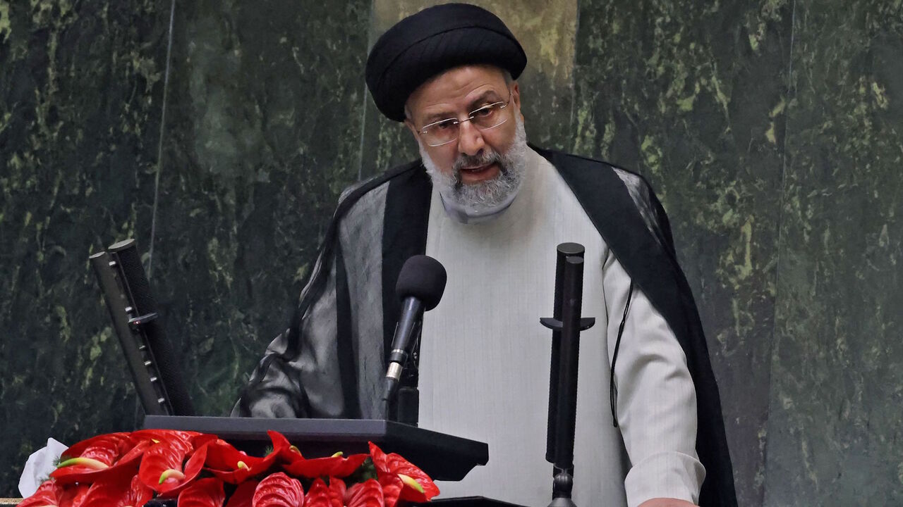 Iran's newly elected President Ebrahim Raisi speaks during his swearing in ceremony at the Iranian parliament in the capital Tehran on Aug. 5, 2021.