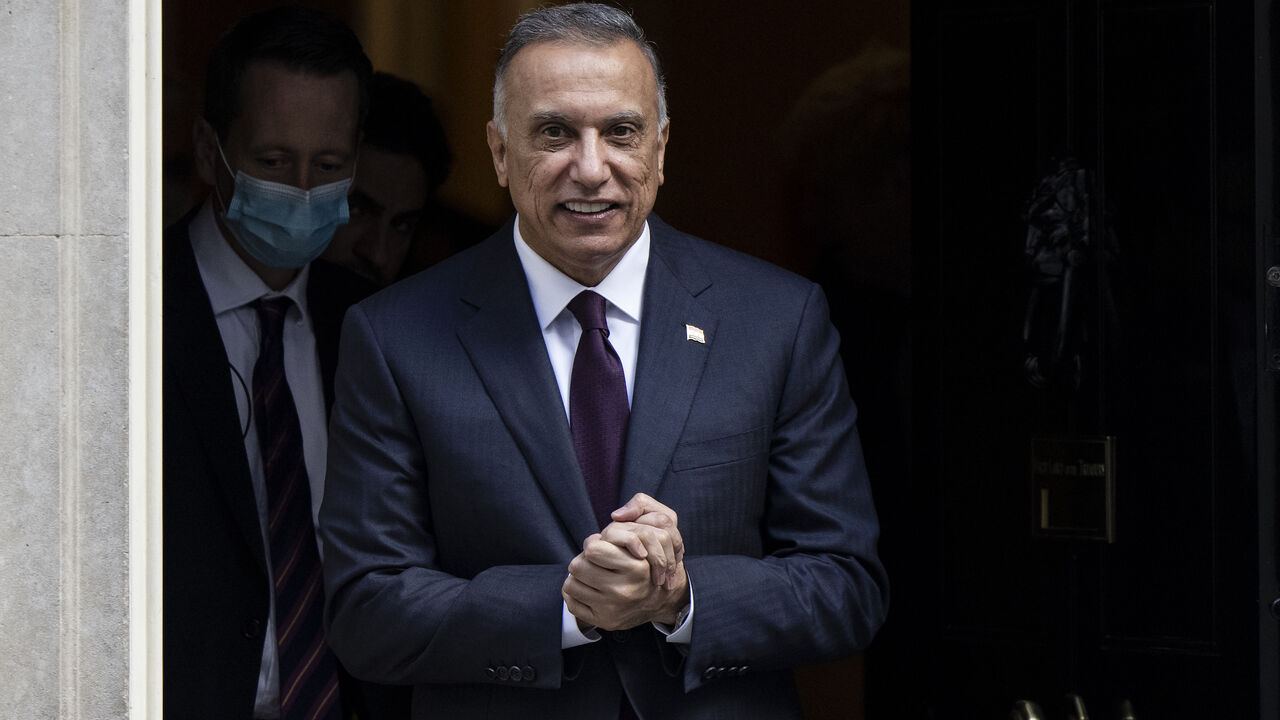 Iraqi Prime Minister Mustafa al-Kadhimi leaves Downing Street after a meeting with British Prime Minister Boris Johnson on Oct. 22, 2020 in London, England.