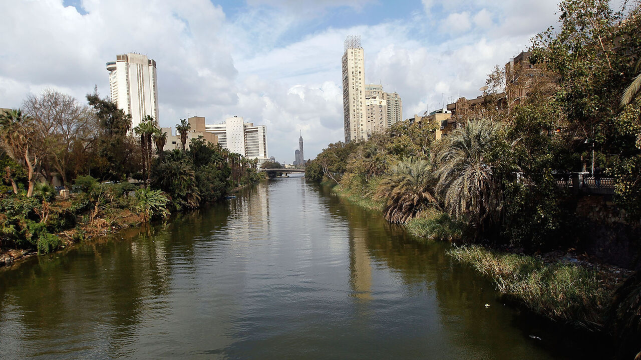 A narrow branch of the Nile river is seen in downtown street Feb. 10, 2011 in Cairo, Egypt. 