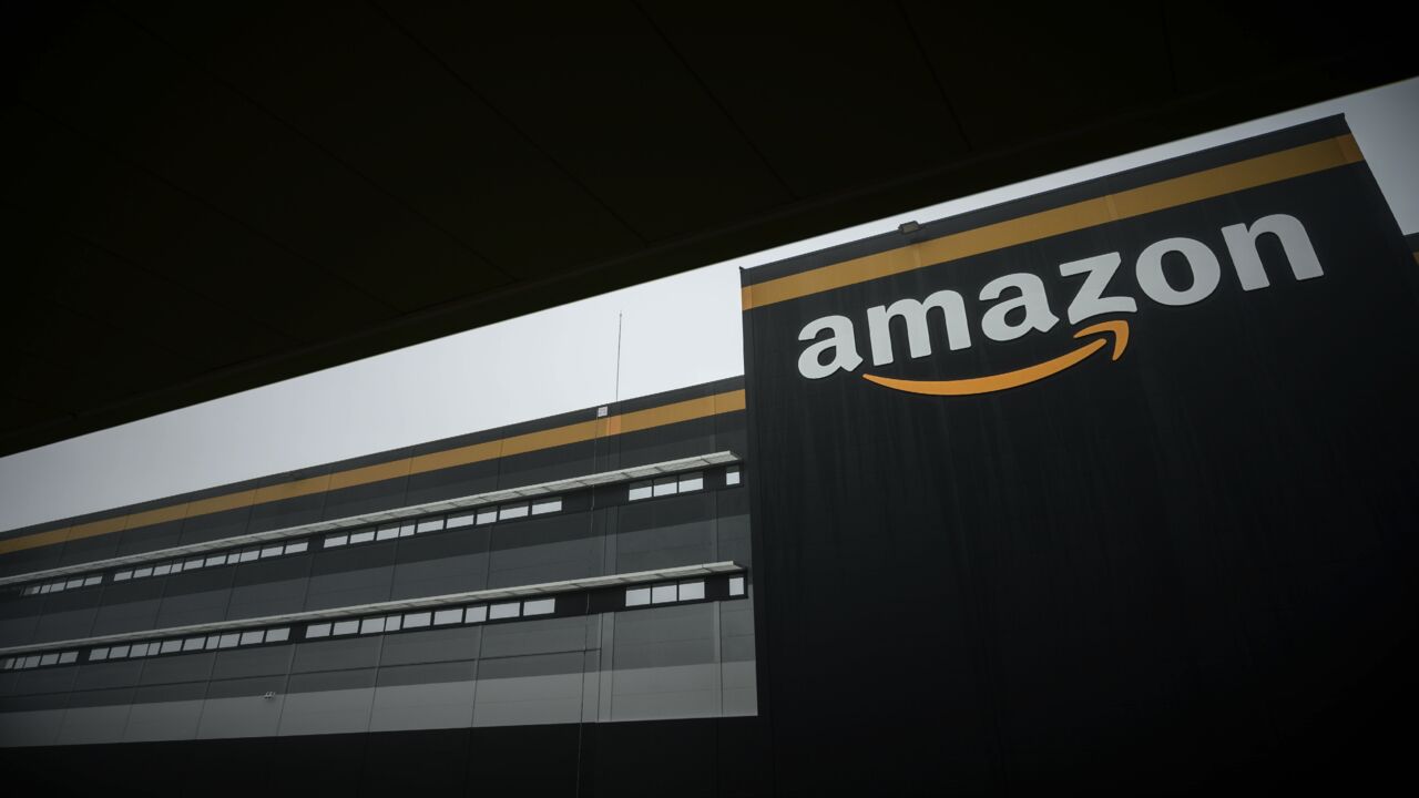 This picture taken on Oct. 22, 2019, shows a new Amazon warehouse near Paris.