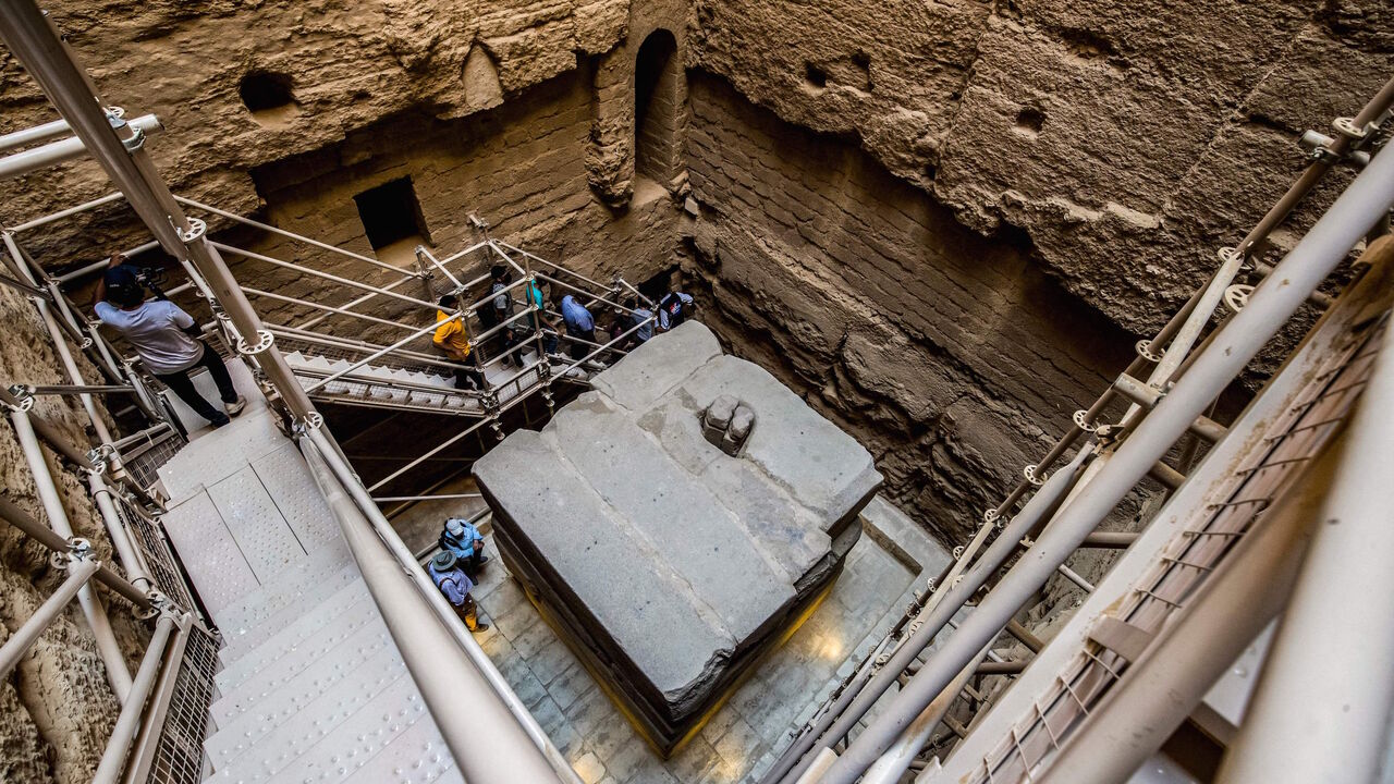 This picture taken on Sept. 14, 2021 shows a view of a part of the south tomb of the third dynasty Ancient Egyptian Pharaoh Djoser (27th century BC) at the newly-restored southern cemetery in the Saqqara Necropolis south of Egypt's capital Cairo.