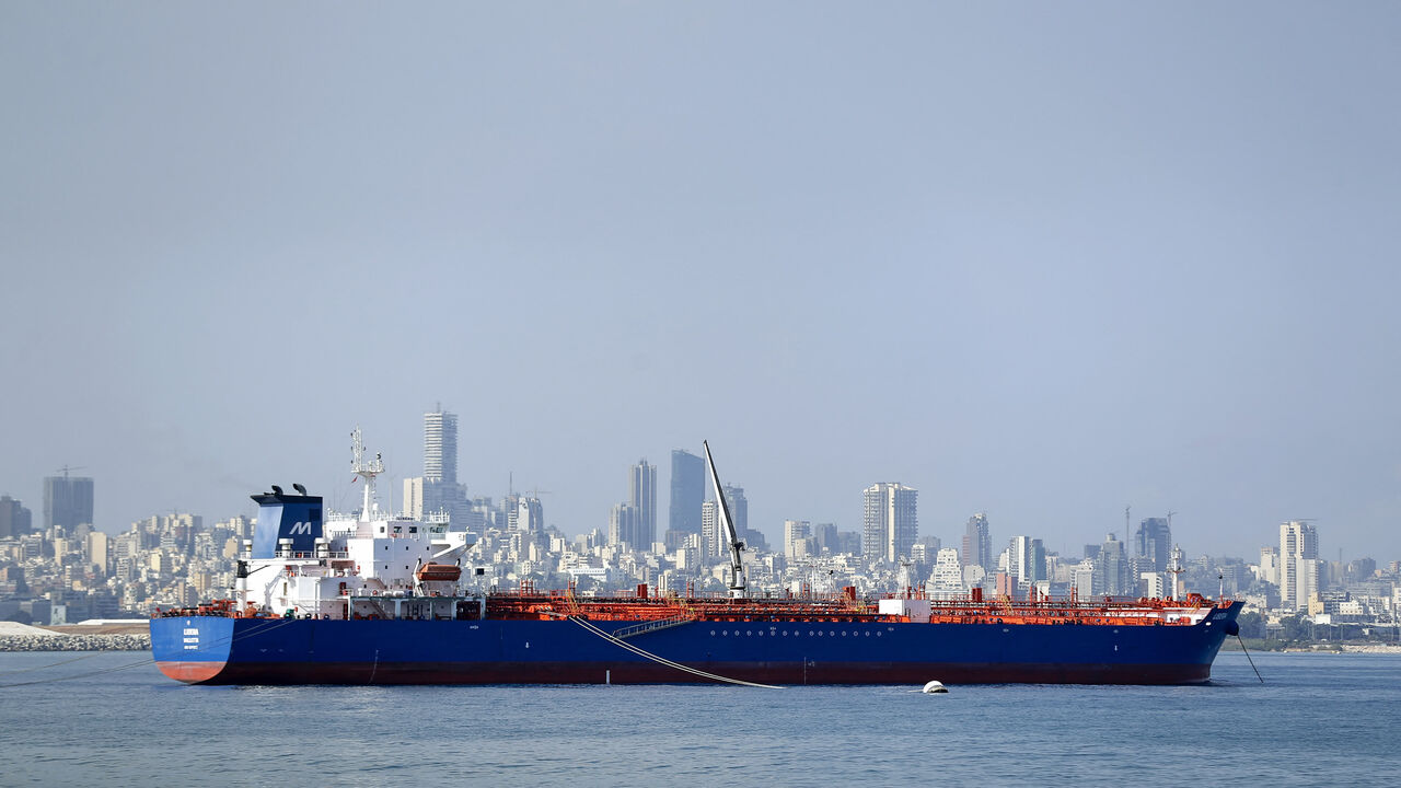 The Libera tanker is moored off the port in Beirut, Lebanon, Sept. 17, 2021.