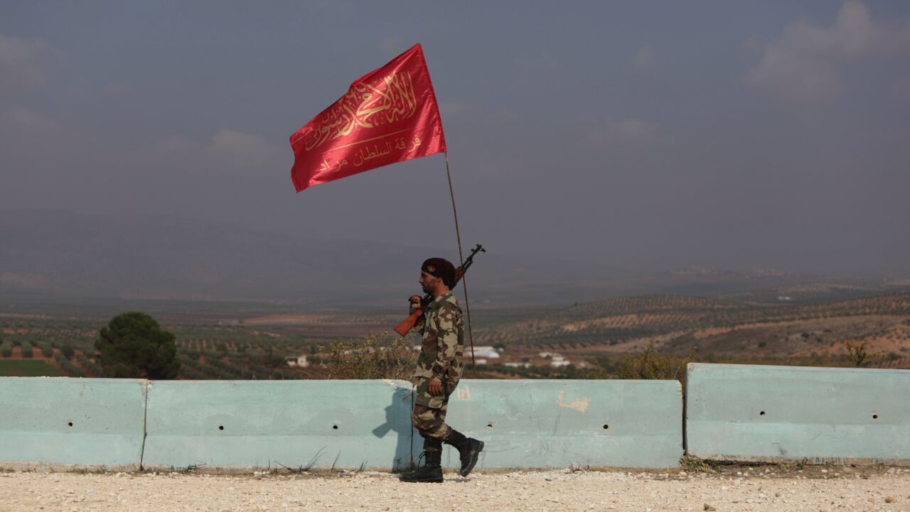 Turkish-backed Syrian fighters of the Sultan Murad Turkoman brigade.