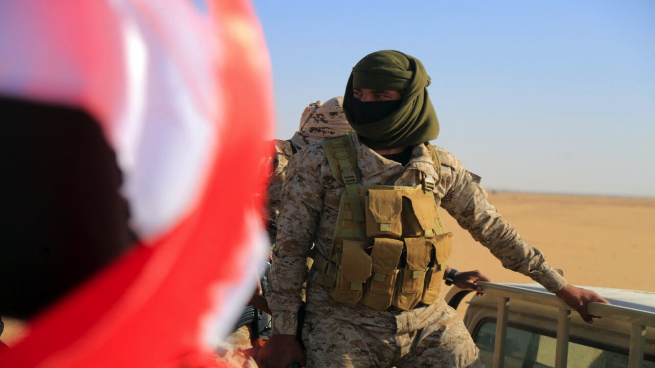 Yemeni army reinforcements arrive to join fighters loyal to Yemen's Saudi-backed government, on the southern front of Marib.