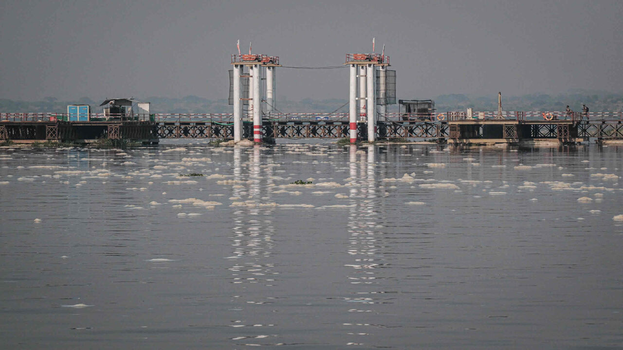 A bridge construction site on the Victoria Nile near the Murchison Falls, where the government has a plan to build a hydroelectric dam, at Murchison Falls National Park, northwest Uganda, Jan. 25, 2020.