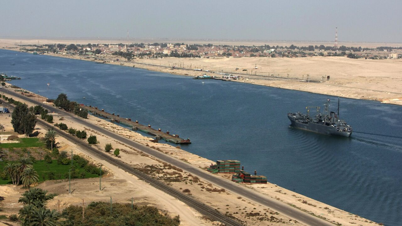 A file picture dated Nov. 24, 2008, shows an Egyptian patrol ship navigating the Suez Canal.