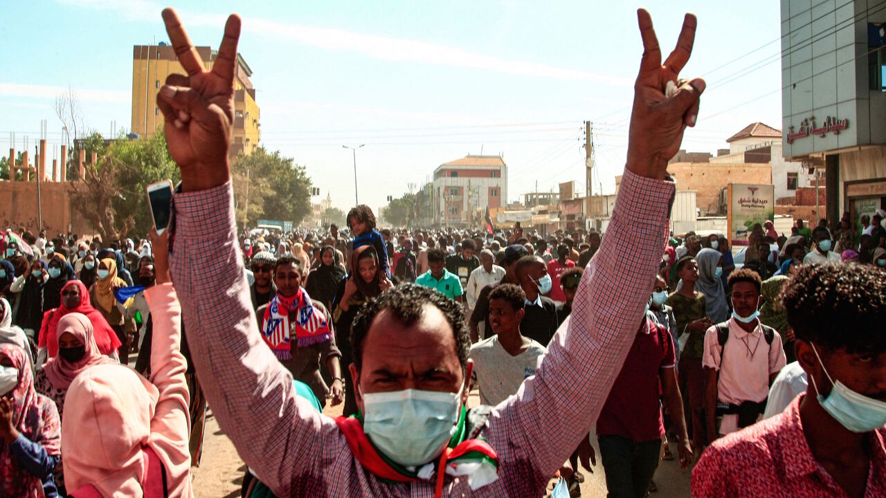 Sudanese protesters gather during a demonstration against the October 25 coup, in the capital Khartoum, on Jan. 2, 2022.