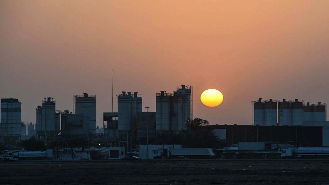 A picture shows a partial view of the Msaffah industrial district in the Emirati capital, Abu Dhabi, on Jan. 17, 2022.
