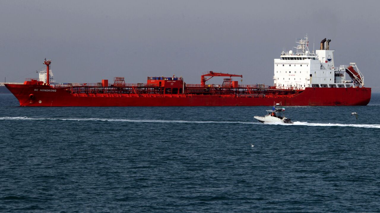 Oil tanker SC Hong Kong is seen off the port of Bandar Abbas, southern Iran, on July 2, 2012.