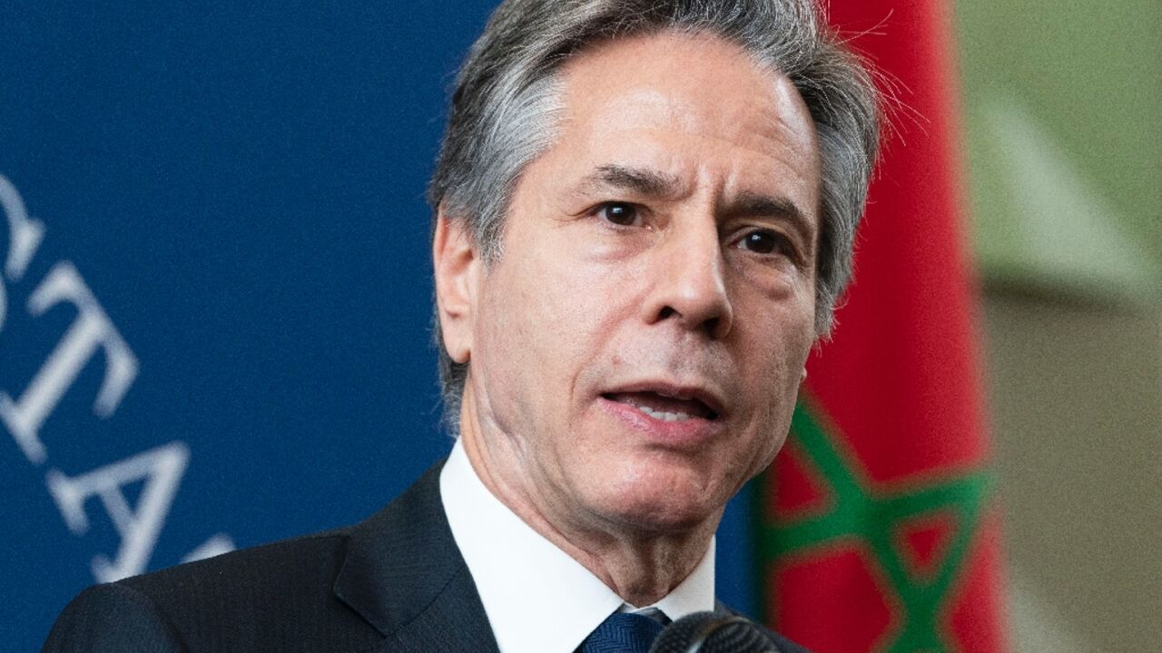 US Secretary of State Antony Blinken speaks to staff at the US Embassy in Morocco's Rabat on March 28, 2022 US Secretary of State Antony Blinken speaks to staff at the US Embassy in Morocco's Rabat on March 28, 2022