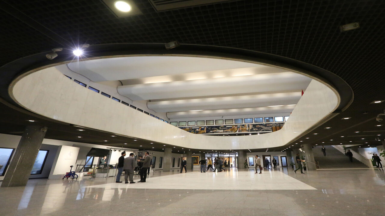 A general view shows the interior of the Iraqi parliament building, Baghdad, Iraq, Feb. 27, 2020.