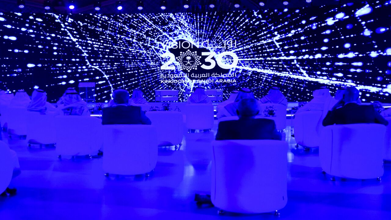 Guests attend the Global AI 2020 (Artificial Intelligence) Summit.