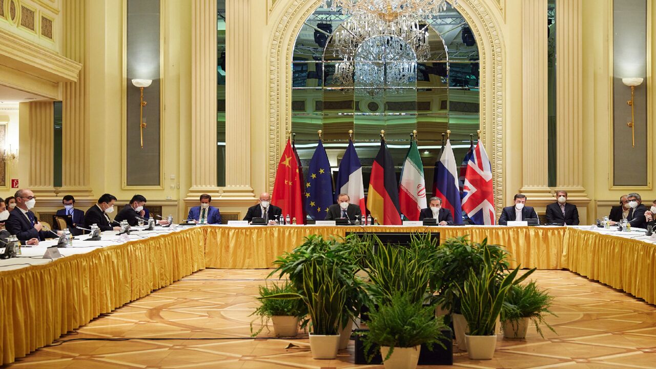 Iran nuclear talks at the Grand Hotel on April 15, 2021, in Vienna, Austria.
