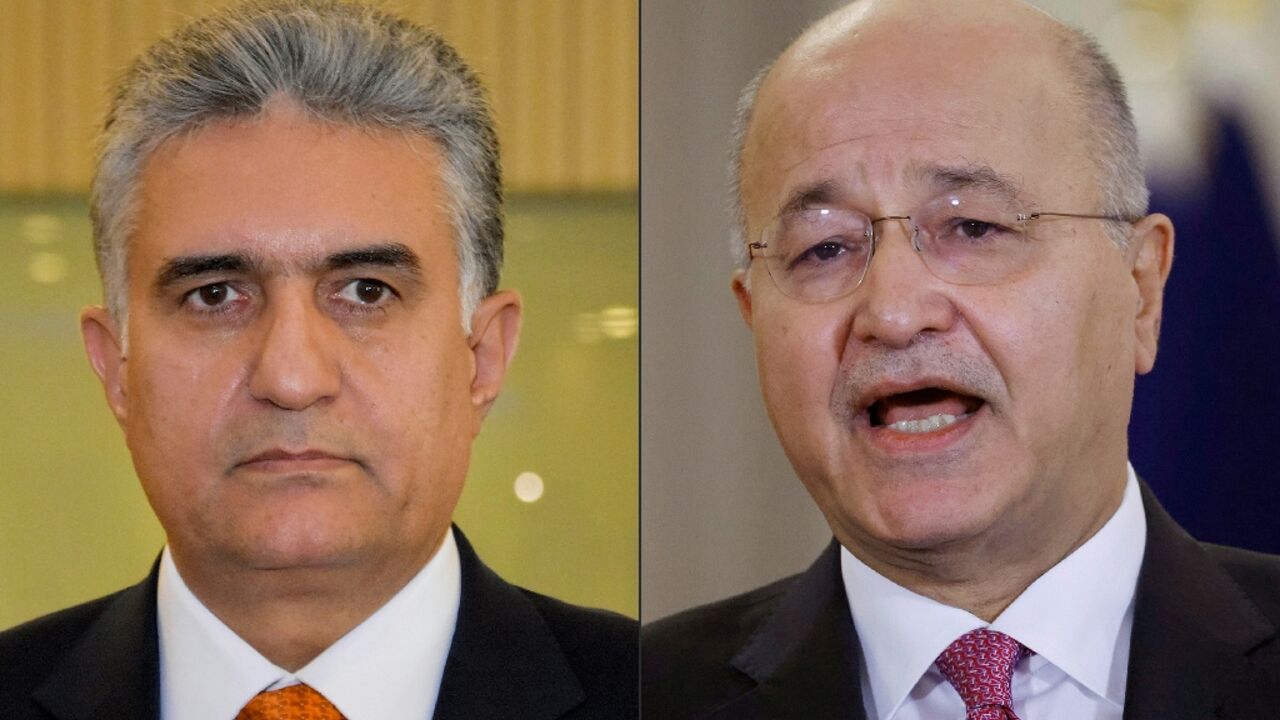 This combination of pictures shows Iraqi presidential candidates Rebar Ahmed (L) and incumbent Barham Saleh This combination of pictures shows Iraqi presidential candidates Rebar Ahmed (L) and incumbent Barham Saleh