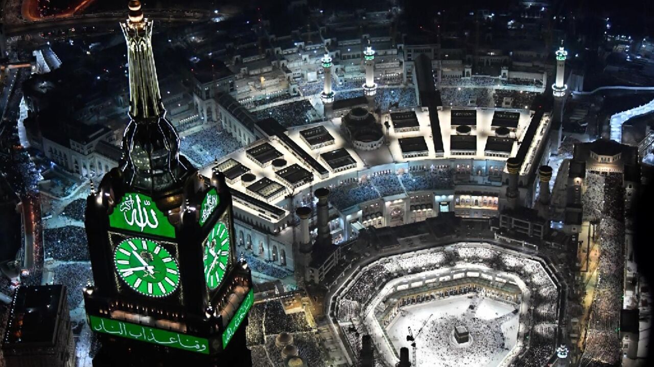 Muslim worshippers pray around the Kaaba, Islam's holiest shrine, at the Grand Mosque complex in the Saudi city of Mecca