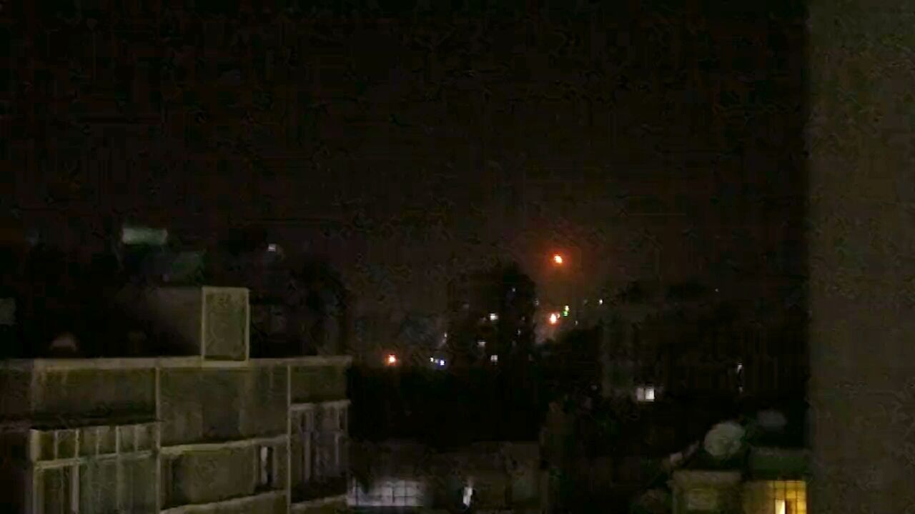 The sky is illuminated during Israeli air strikes before dawn near the Syrian capital Damascus on April 27, 2022 The sky is illuminated during Israeli air strikes before dawn near the Syrian capital Damascus on April 27, 2022