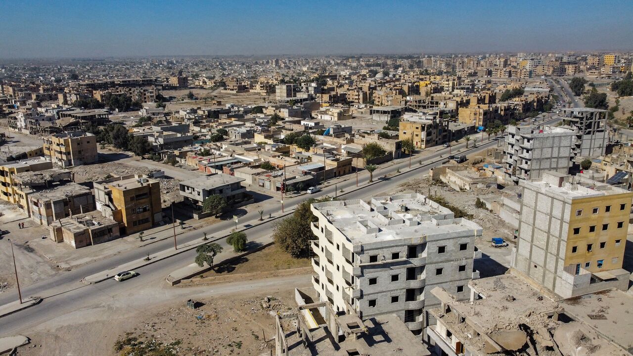 Aerial view of the destruction in the city of Raqqa, Syria, Nov. 7, 2021.