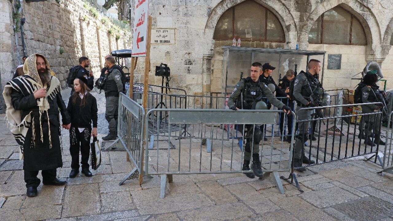 Members of Israeli security man a checkpoint in Jerusalem's Old City Members of Israeli security man a checkpoint in Jerusalem's Old City