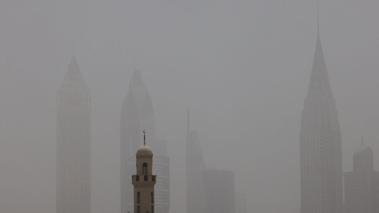 The dust storm obscured the Dubai skyline on Wednesday