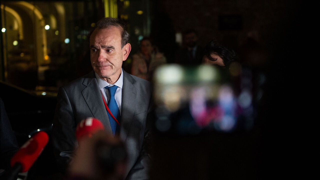 Deputy Secretary General of the European External Action Service (EEAS) Enrique Mora speaks to journalists in front of the Coburg palace after a meeting of the Joint Comprehensive Plan of Action (JCPOA) in Vienna, Austria on Nov. 29, 2021.