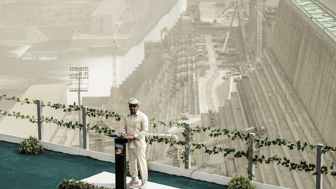 Ethiopia's Prime Minister Abiy Ahmed speaks during the first power generation ceremony.