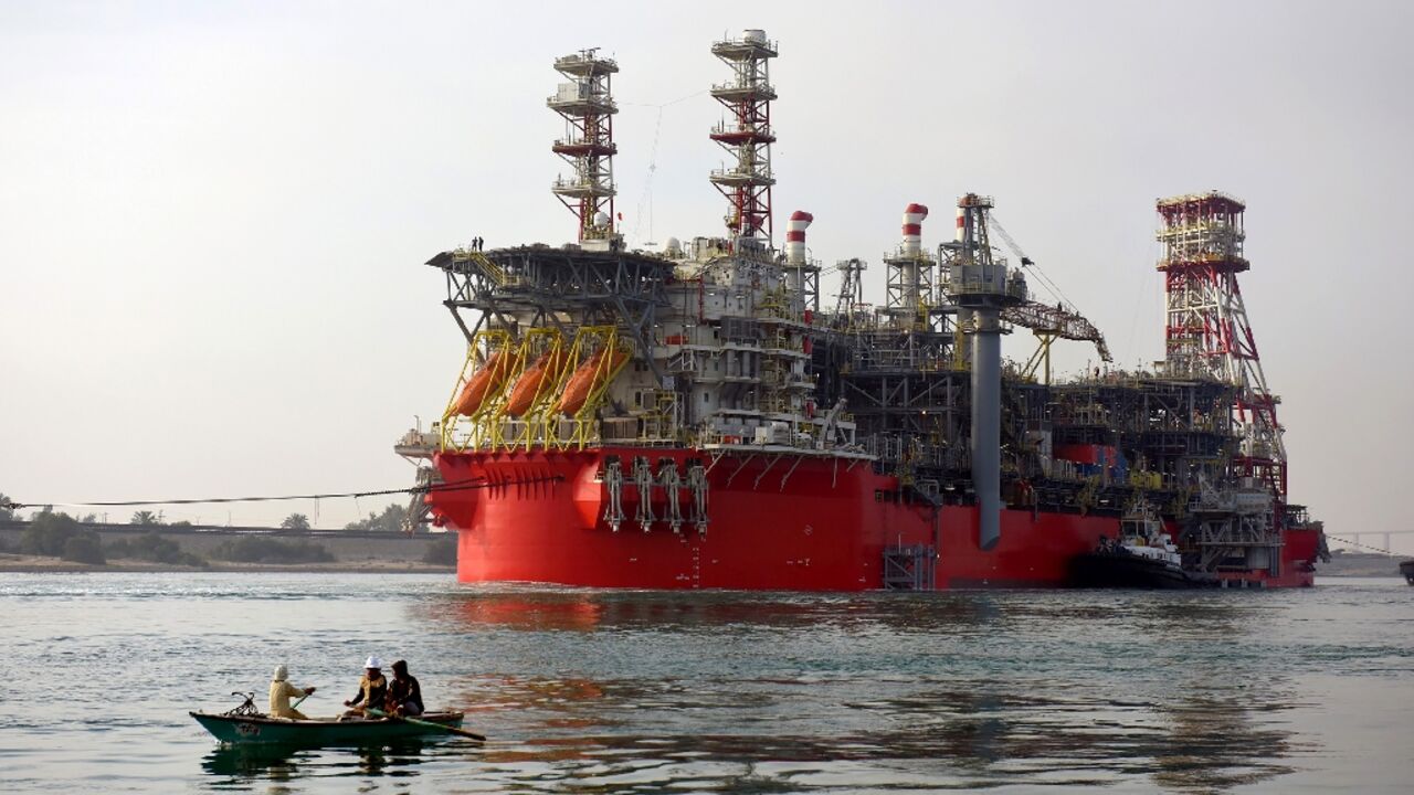 A floating production storage and offloading vessel operated by Energean Plc and set to produce gas for Israel passes through Egypt's Suez Canal in a picture dated June 5, 2022
A floating production storage and offloading vessel operated by Energean Plc and set to produce gas for Israel passes through Egypt's Suez Canal in a picture dated June 5, 2022