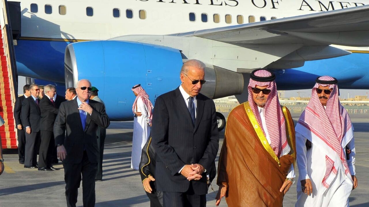 Joe Biden, then US vice president, is welcomed by Saudi Arabia's then foreign minister Prince Saud al-Faisal on arrival in Riyadh in October 2011 Joe Biden, then US vice president, is welcomed by Saudi Arabia's then foreign minister Prince Saud al-Faisal on arrival in Riyadh in October 2011