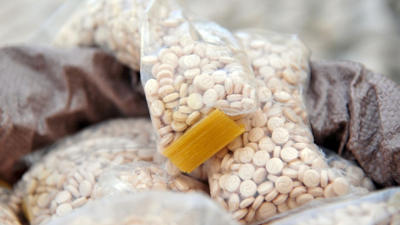 A file picture shows a shipment of captagon seized by Syrian authorities in November A file picture shows a shipment of captagon seized by Syrian authorities in November