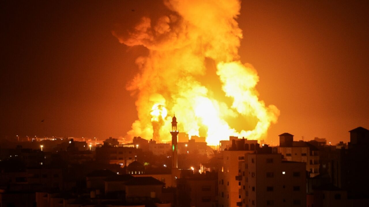 Balls of fire lit up the night sky over Gaza City after the air strikes