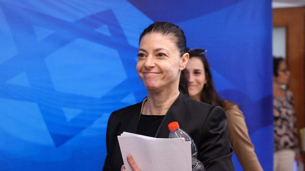 Israeli Minister of Transportation Merav Michaeli arrives to attend the first weekly cabinet meeting of the new government in Jerusalem, on June 20, 2021. 