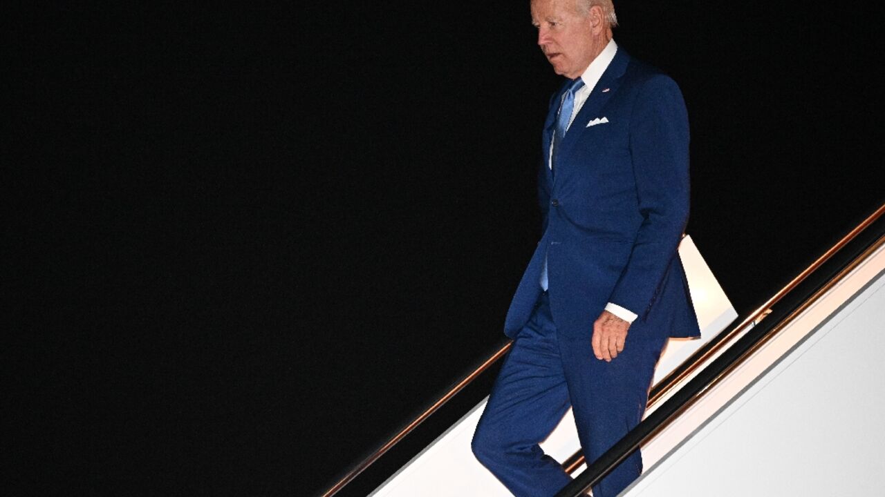 US President Joe Biden disembarks Air Force One upon arrival at Andrews Air Force Base in Maryland after his first Middle East trip -- which led only to small, if any, gains