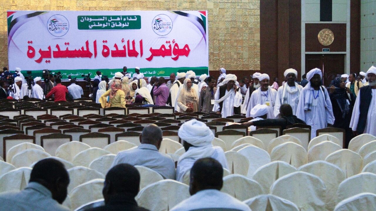 Rallies took place outside a Khartoum conference hall where meetings have been held by a recently-established initiative, known as "The Call of Sudan's People" and aimed at ending Sudan's political crisis Rallies took place outside a Khartoum conference hall where meetings have been held by a recently-established initiative, known as "The Call of Sudan's People" and aimed at ending Sudan's political crisis