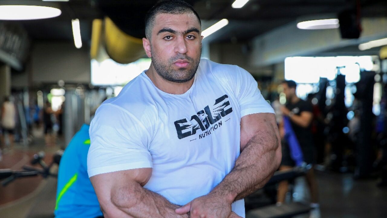 Jordanian Mohammad Nsour trains at a gym in the capital Amman 