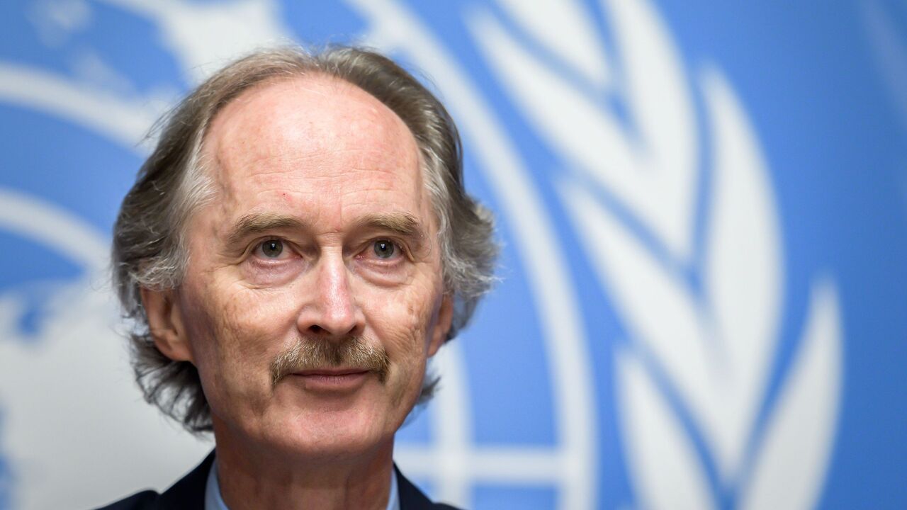 UN Special Envoy for Syria, Geir Pedersen, holds a news conference on the creation of a constitutional committee for the country, at the United Nations offices in Geneva, on Oct. 2, 2019. 