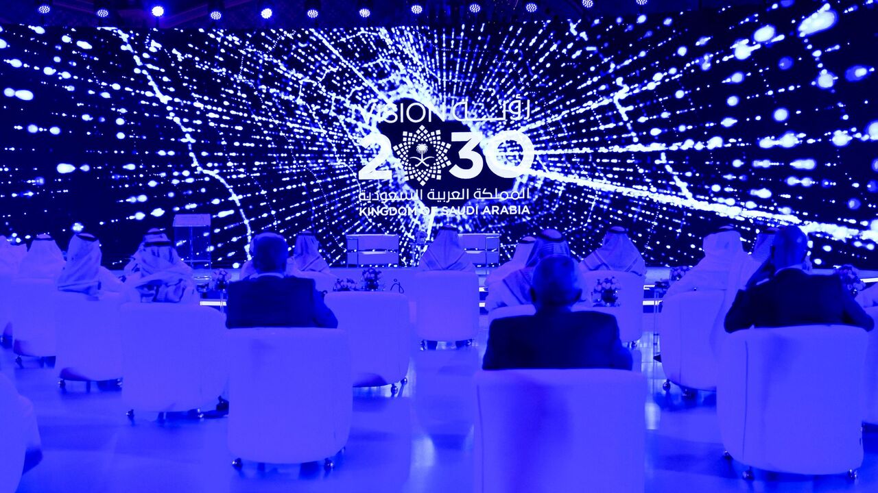 Guests attend the Global AI 2020 (Artificial Intelligence) Summit in Riyadh, Saudi Arabia, on Oct. 21, 2020.