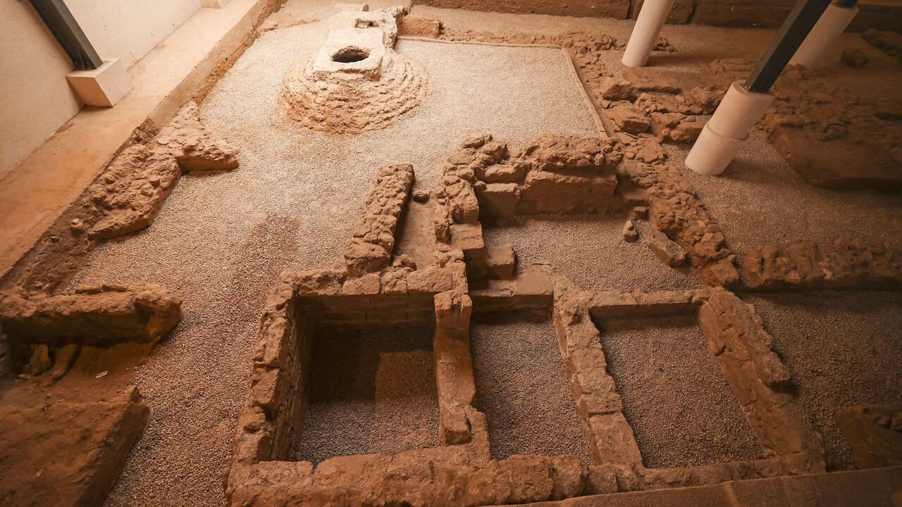 A general view shows the remnants of a Byzantine church during the inauguration of Mukheitim archaeological site, Jabaliya, northern Gaza Strip, Jan. 24, 2022.