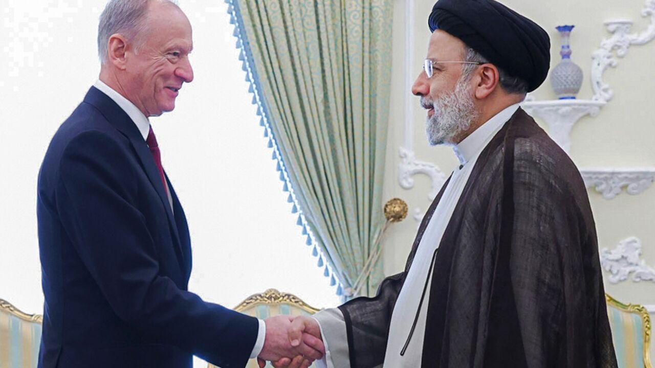 Iran's President Ebrahim Raisi on Wednesday met Russia's Secretary of the Security Council Nikolai Patrushev in Tehran, as seen in this picture provided by the Iranian presidential office