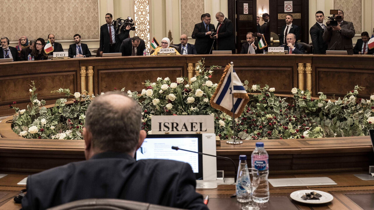 Delegations from Egypt, Israel, Cyprus, Italy, the Palestinian Authority, Jordan, France, the United States and Greece attend the East Mediterranean Gas Forum, Cairo, Egypt, Jan. 16, 2020.
