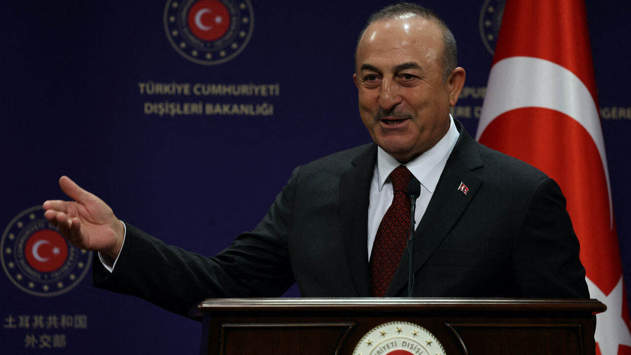 Turkish Foreign Minister Mevlut Cavusoglu speaks during a joint press conference with his Swedish counterpart in Ankara on Dec. 22, 2022. 