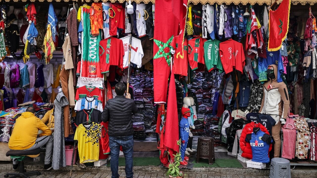 Sports shops in Morocco's capital Rabat are doing brisk business ahead of the historic World Cup showdown between the national football team and France in Qatar